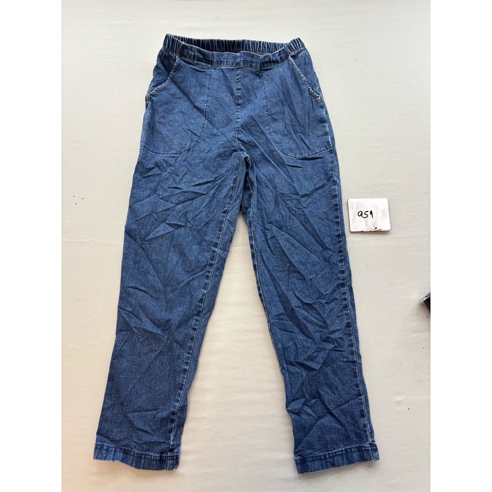 Croft & Barrow Womens Petite 10P Short Elastic Waist Pull On Denim Jeans Blue